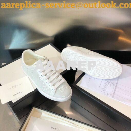 Replica Gucci Men Women's Ace GG Embossed Sneaker 625787 White 7