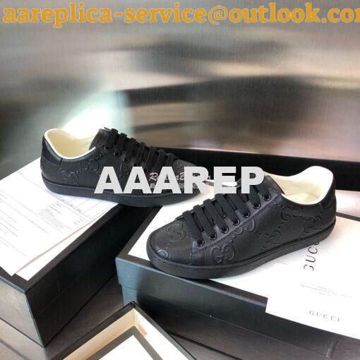 Replica Gucci Men Women's Ace GG Embossed Sneaker 625787 Black 2