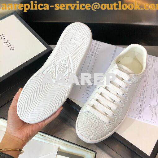 Replica Gucci Men Women's Ace GG Embossed Sneaker 625787 White 8