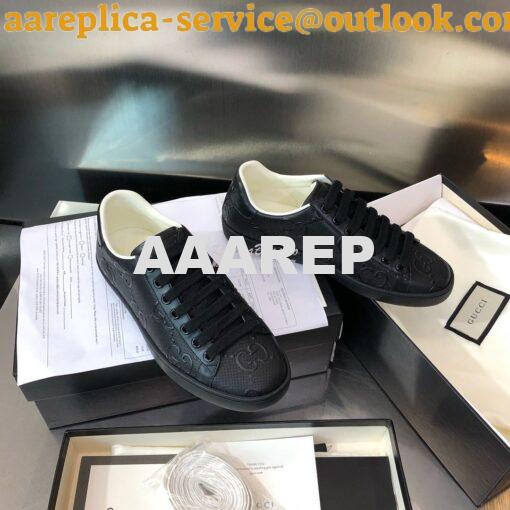 Replica Gucci Men Women's Ace GG Embossed Sneaker 625787 Black 3