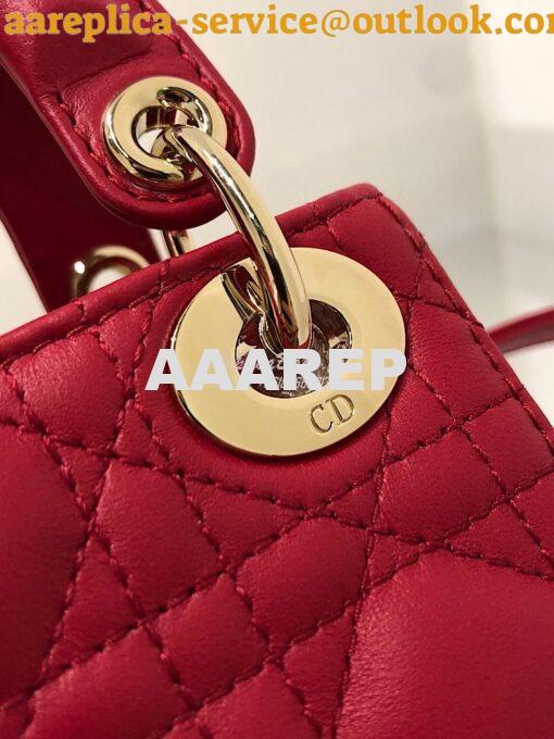 Replica Micro Lady Dior Bag Red Cannage Lambskin S0856 3
