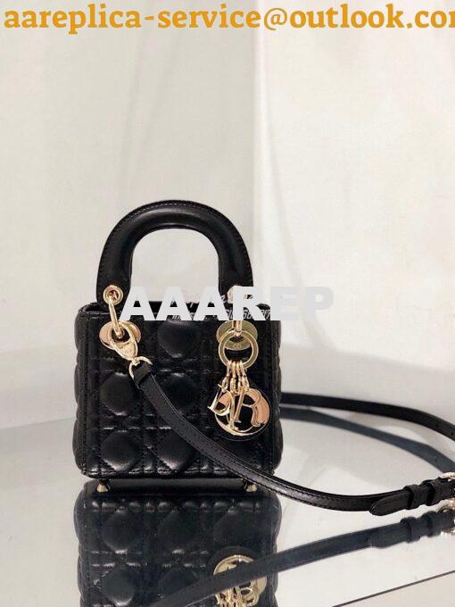 Replica Micro Lady Dior Bag Black Cannage Lambskin S0856
