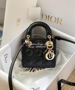Replica Micro Lady Dior Bag Black Cannage Lambskin S0856 2