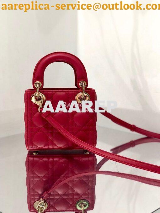 Replica Micro Lady Dior Bag Red Cannage Lambskin S0856 7