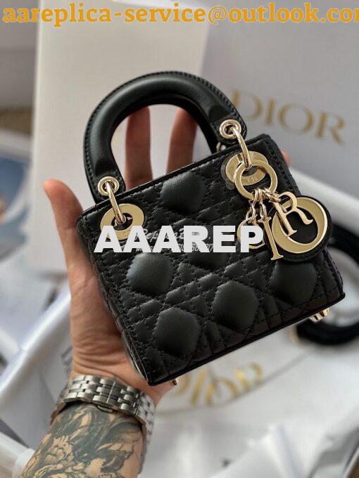 Replica Micro Lady Dior Bag Black Cannage Lambskin S0856 3