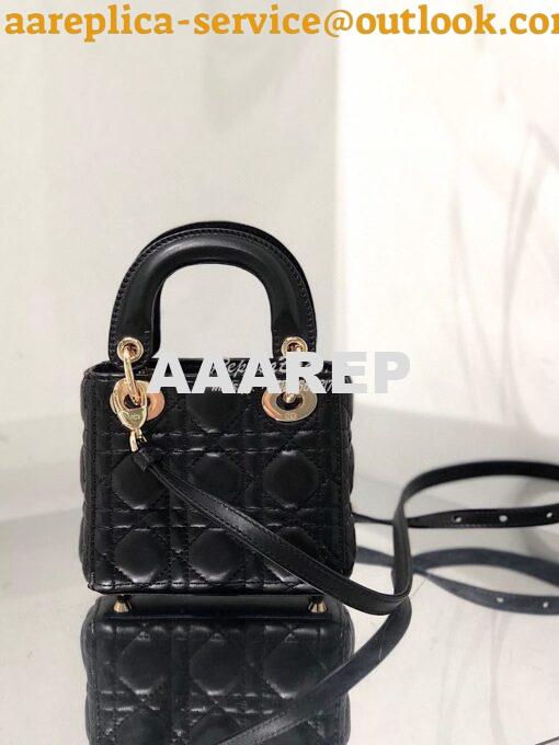 Replica Micro Lady Dior Bag Black Cannage Lambskin S0856 9