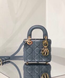 Replica Micro Lady Dior Bag Cloud Blue Cannage Lambskin S0856