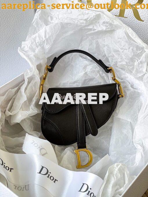 Replica Dior Micro Saddle Bag Black Goatskin S5662