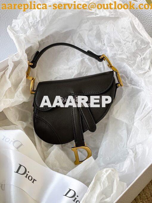 Replica Dior Micro Saddle Bag Black Goatskin S5662 2