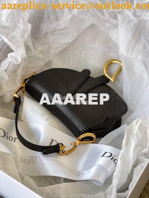 Replica Dior Micro Saddle Bag Black Goatskin S5662 3