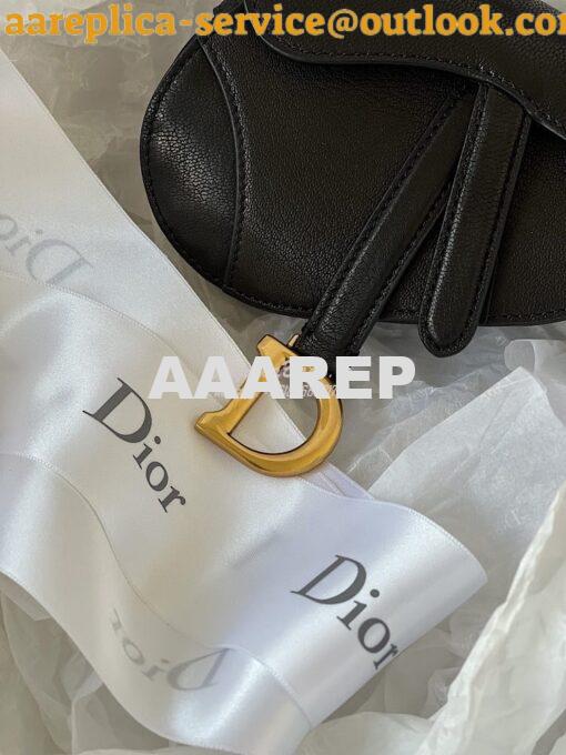 Replica Dior Micro Saddle Bag Black Goatskin S5662 5