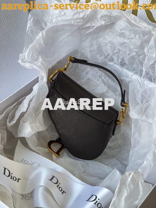 Replica Dior Micro Saddle Bag Black Goatskin S5662 6