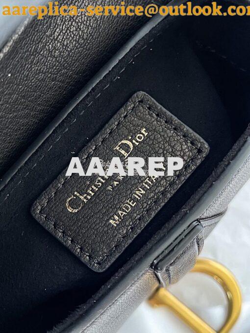Replica Dior Micro Saddle Bag Black Goatskin S5662 8