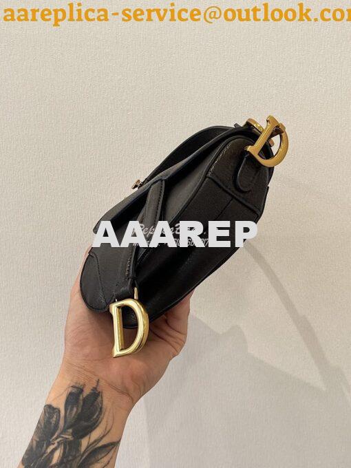 Replica Dior Micro Saddle Bag Black Goatskin S5662 11