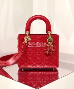 Replica Lady Dior Dioramour My ABCdior Bag Red Cannage Lambskin with H