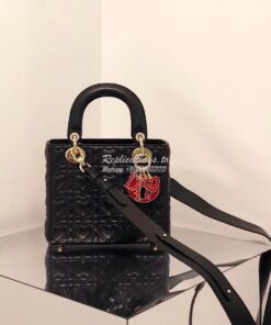Replica Lady Dior Dioramour My ABCdior Bag Black Cannage Lambskin with