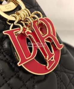 Replica Lady Dior Dioramour My ABCdior Bag Black Cannage Lambskin with 2