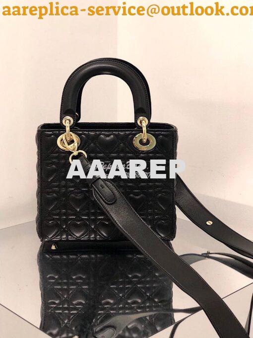 Replica Lady Dior Dioramour My ABCdior Bag Black Cannage Lambskin with 5