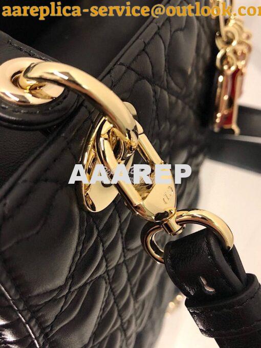 Replica Lady Dior Dioramour My ABCdior Bag Black Cannage Lambskin with 8