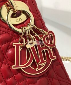 Replica Lady Dior Mini Dioramour Bag Red Cannage Lambskin with Heart M 2