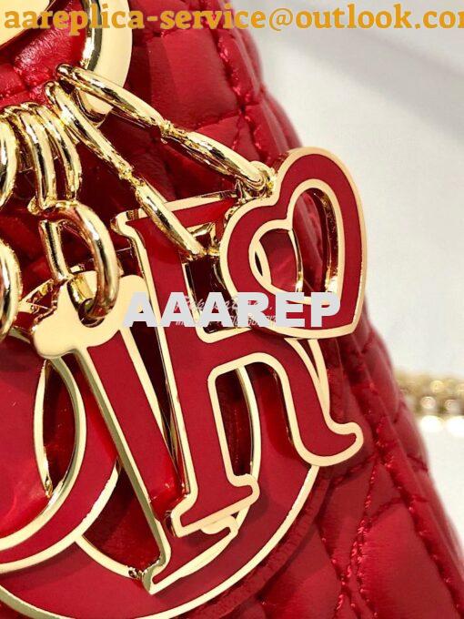 Replica Lady Dior Mini Dioramour Bag Red Cannage Lambskin with Heart M 3