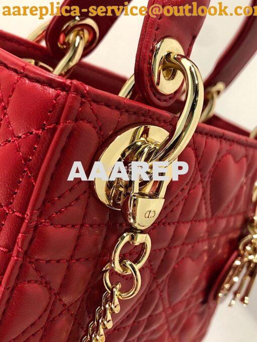 Replica Lady Dior Mini Dioramour Bag Red Cannage Lambskin with Heart M 4