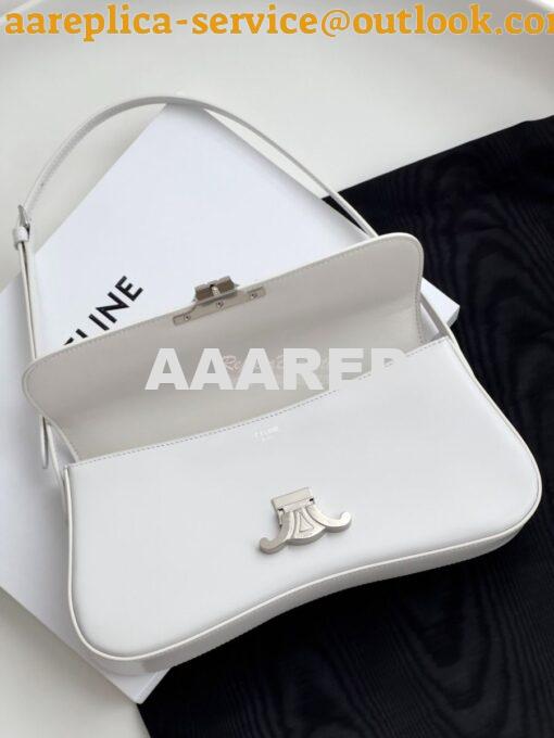 Replica Celine Medium Lola Bag In Shiny Calfskin 115533 White 9