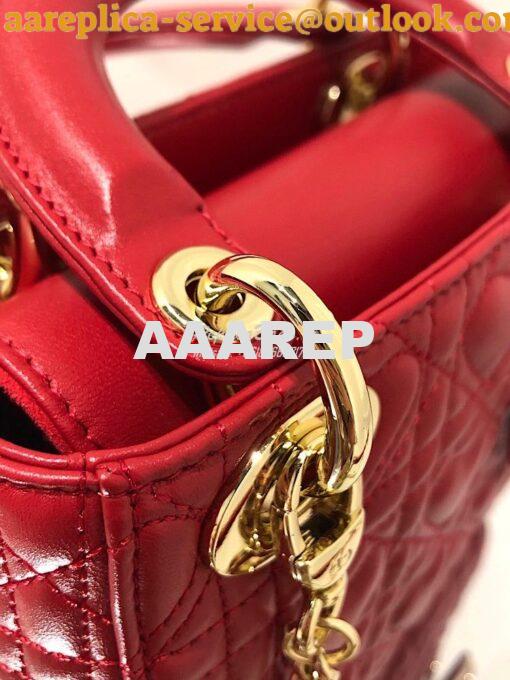 Replica Lady Dior Mini Dioramour Bag Red Cannage Lambskin with Heart M 5