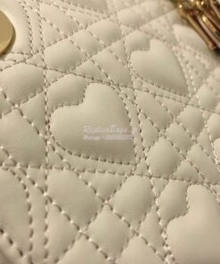 Replica Lady Dior Mini Dioramour Bag Latte Cannage Lambskin with Heart 2