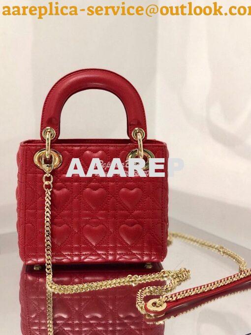 Replica Lady Dior Mini Dioramour Bag Red Cannage Lambskin with Heart M 8