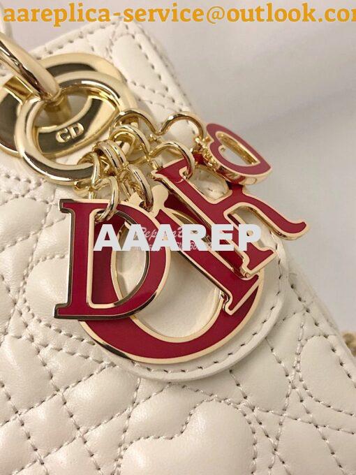 Replica Lady Dior Mini Dioramour Bag Latte Cannage Lambskin with Heart 3