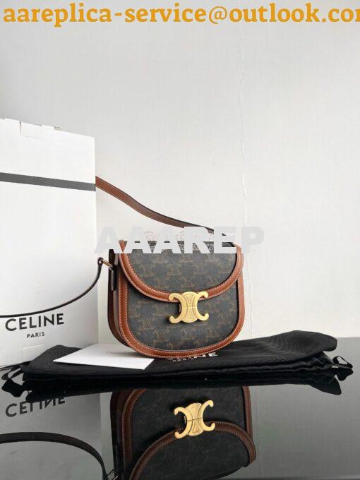 Replica Celine Besace Triomphe In Triomphe Canvas And Calfskin Tan 110 2