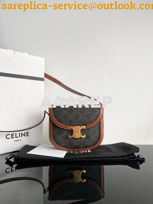 Replica Celine Besace Triomphe In Triomphe Canvas And Calfskin Tan 110 3
