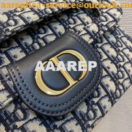 Replica Dior Medium DiorDouble Bag Blue Oblique Jacquard M8641 2