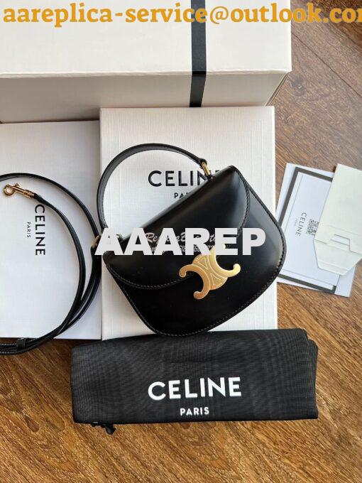 Replica Celine Mini Besace Clea In Shiny Calfskin 10L063 Black