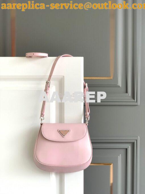 Replica Prada Cleo Brushed Leather Mini Bag 1BH188 Alabaster Pink