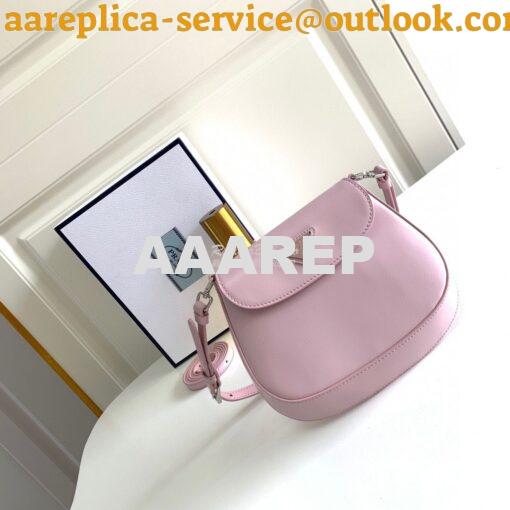Replica Prada Cleo Brushed Leather Mini Bag 1BH188 Alabaster Pink 3