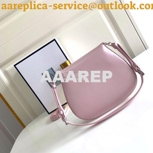 Replica Prada Cleo Brushed Leather Mini Bag 1BH188 Alabaster Pink 11