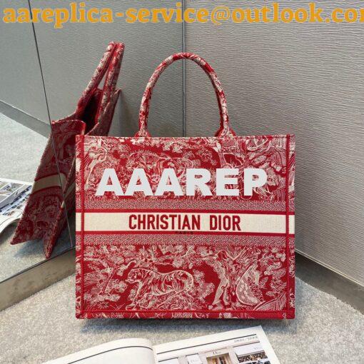 Replica Dior Book Tote bag in Raspberry Toile de Jouy Reverse Embroide 2