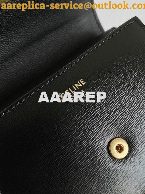 Replica CELINE SMALL WALLET TRIOMPHE IN SHINY SMOOTH LAMBSKIN BLACK 6