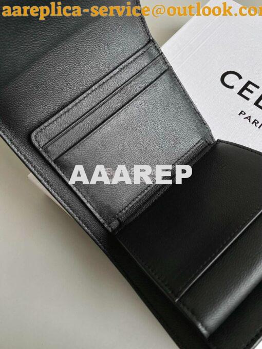 Replica CELINE SMALL WALLET TRIOMPHE IN SHINY SMOOTH LAMBSKIN BLACK 7