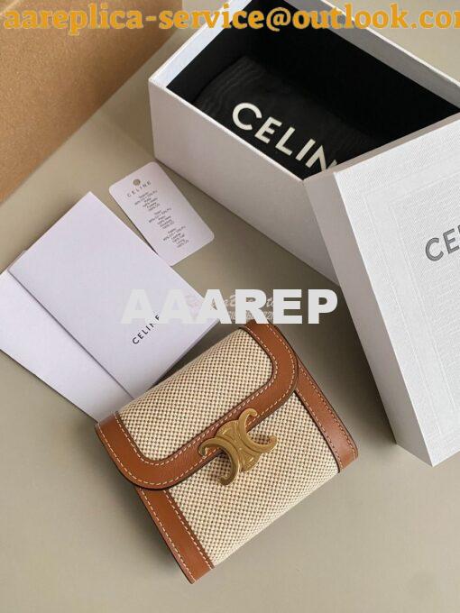 Replica CELINE SMALL WALLET TRIOMPHE IN TEXTILE AND CALFSKIN NATURAL /