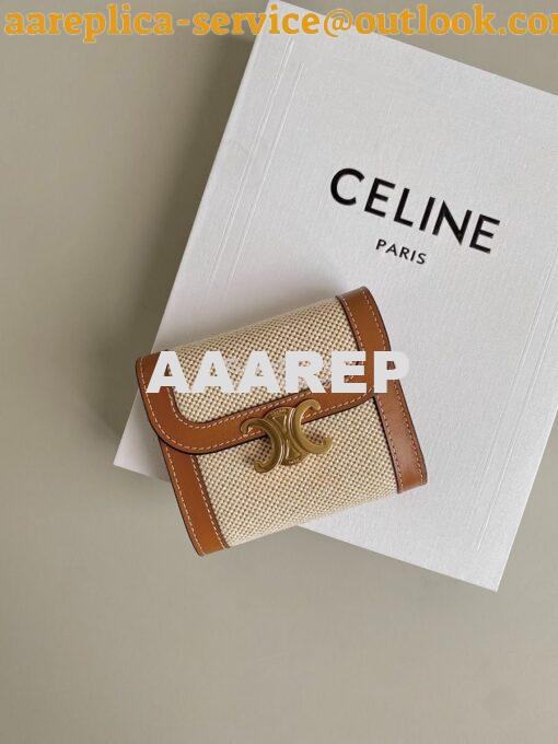Replica CELINE SMALL WALLET TRIOMPHE IN TEXTILE AND CALFSKIN NATURAL / 2