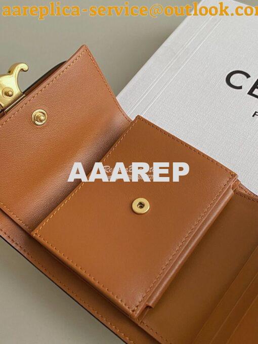 Replica CELINE SMALL WALLET TRIOMPHE IN SHINY SMOOTH LAMBSKIN TAN 7