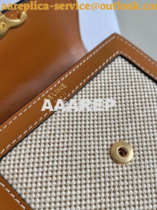 Replica CELINE SMALL WALLET TRIOMPHE IN TEXTILE AND CALFSKIN NATURAL / 5
