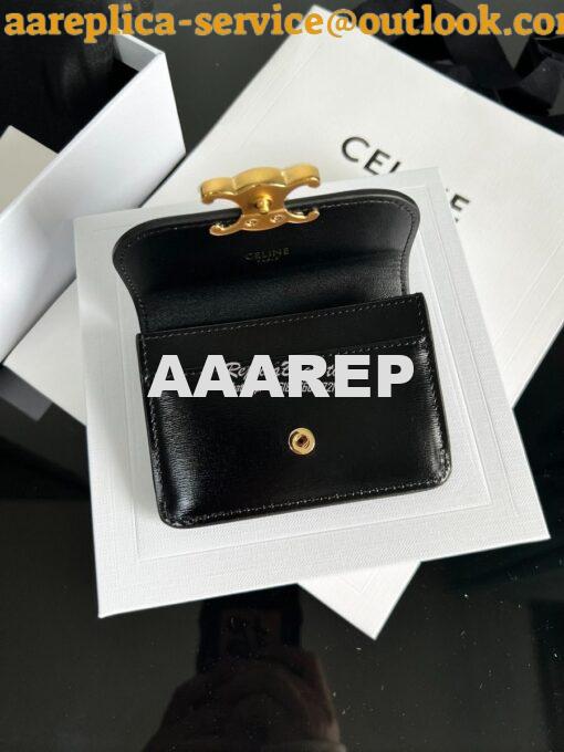 Replica CELINE CARD HOLDER WITH FLAP TRIOMPHE IN SHINY CALFSKIN BLACK 3
