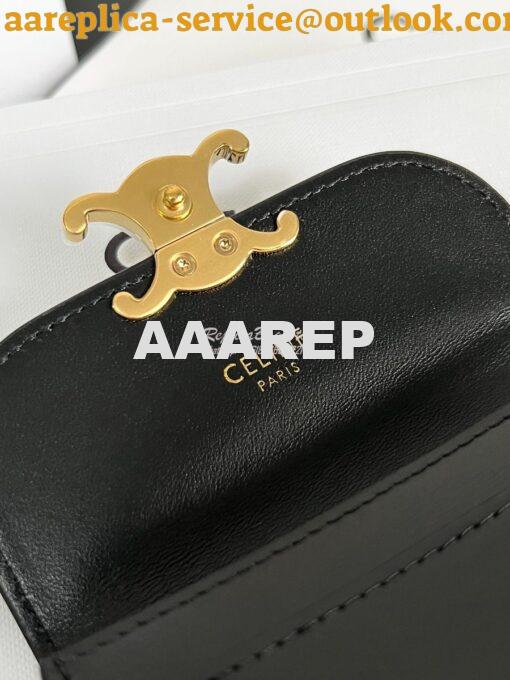 Replica CELINE CARD HOLDER WITH FLAP TRIOMPHE IN SHINY CALFSKIN BLACK 4