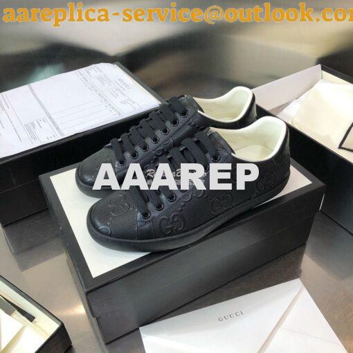 Replica Gucci Men Women's Ace GG Embossed Sneaker 625787 Black 4