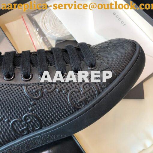 Replica Gucci Men Women's Ace GG Embossed Sneaker 625787 Black 5