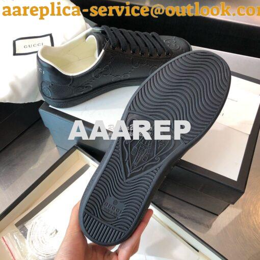 Replica Gucci Men Women's Ace GG Embossed Sneaker 625787 Black 7